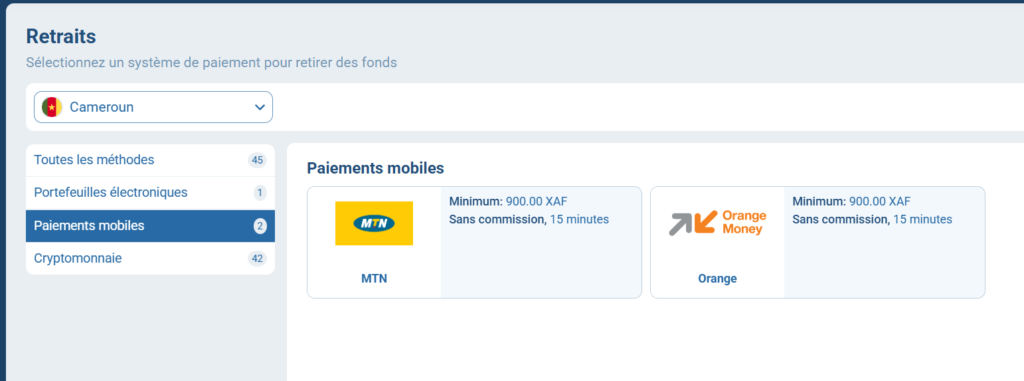 1xbet retraits