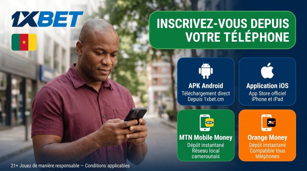 Application 1xBet Cameroun : téléchargement APK Android et iOS, dépôt MTN Mobile Money et Orange Money
